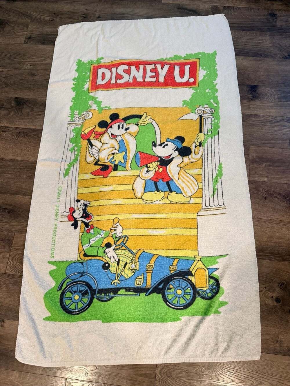 Vintage Walt Disney Productions Disney U. Mickey Minnie and Goofy Beach Towel